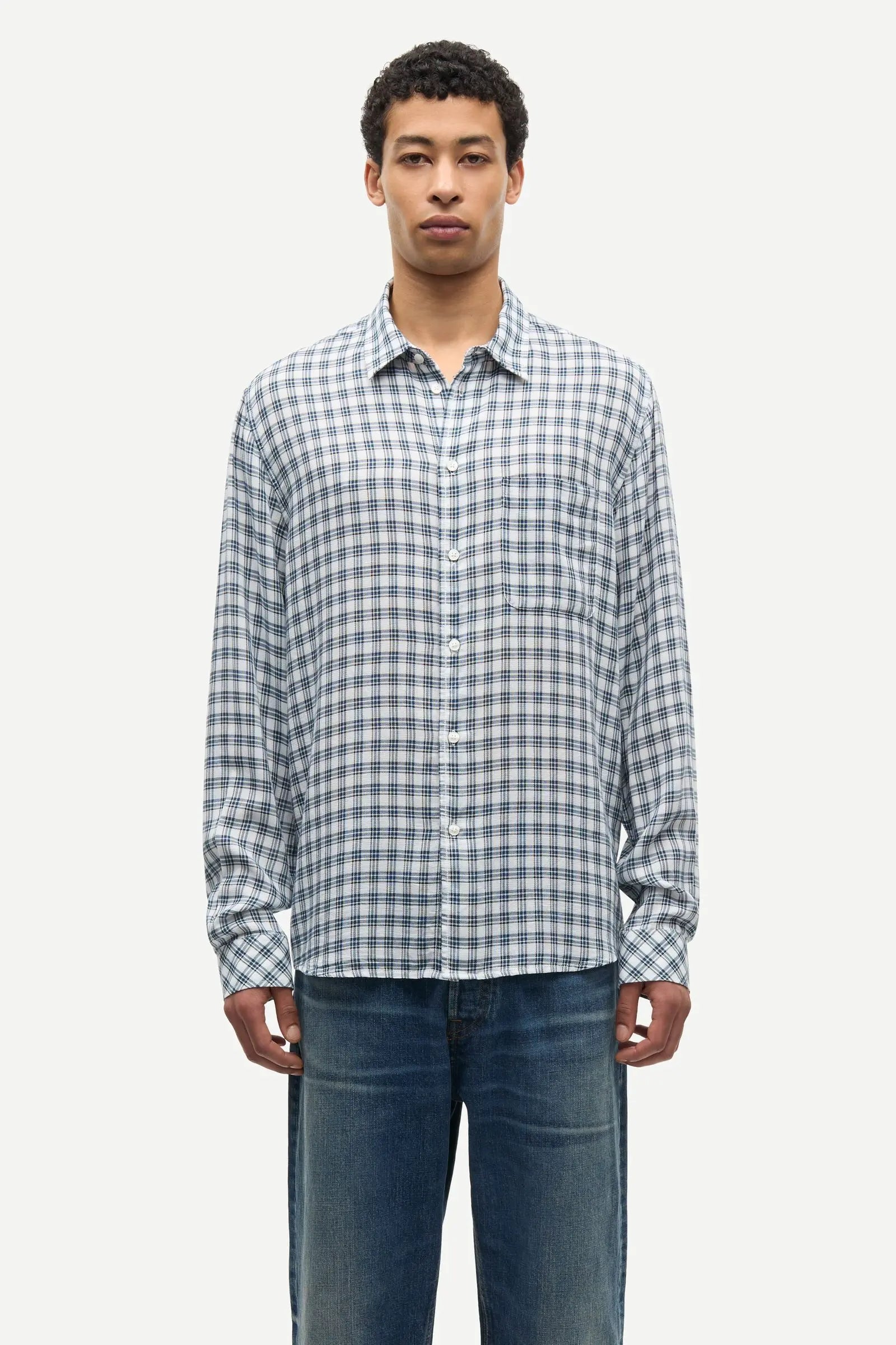 Samsøe Samsøe Saryan J Shirt Blue Check - Mojo Independent Store