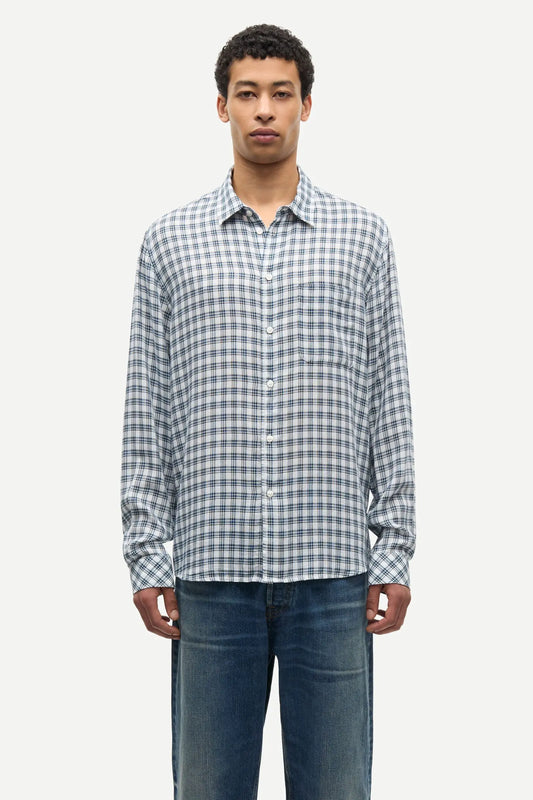Samsøe Samsøe Saryan J Shirt Blue Check - Mojo Independent Store