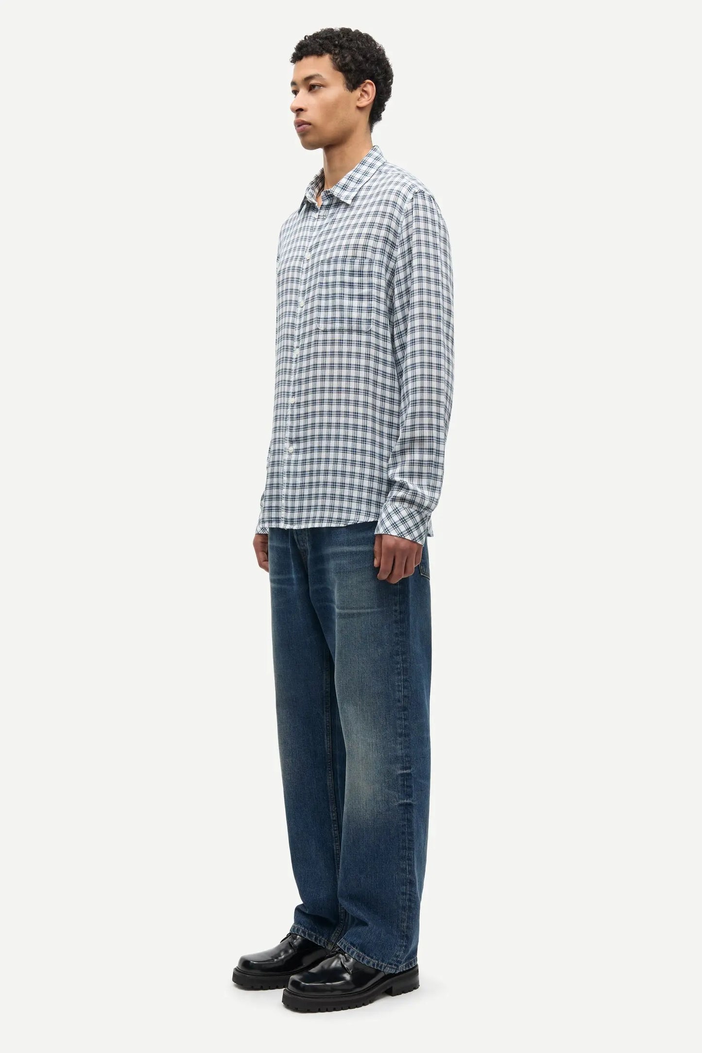 Samsøe Samsøe Saryan J Shirt Blue Check - Mojo Independent Store