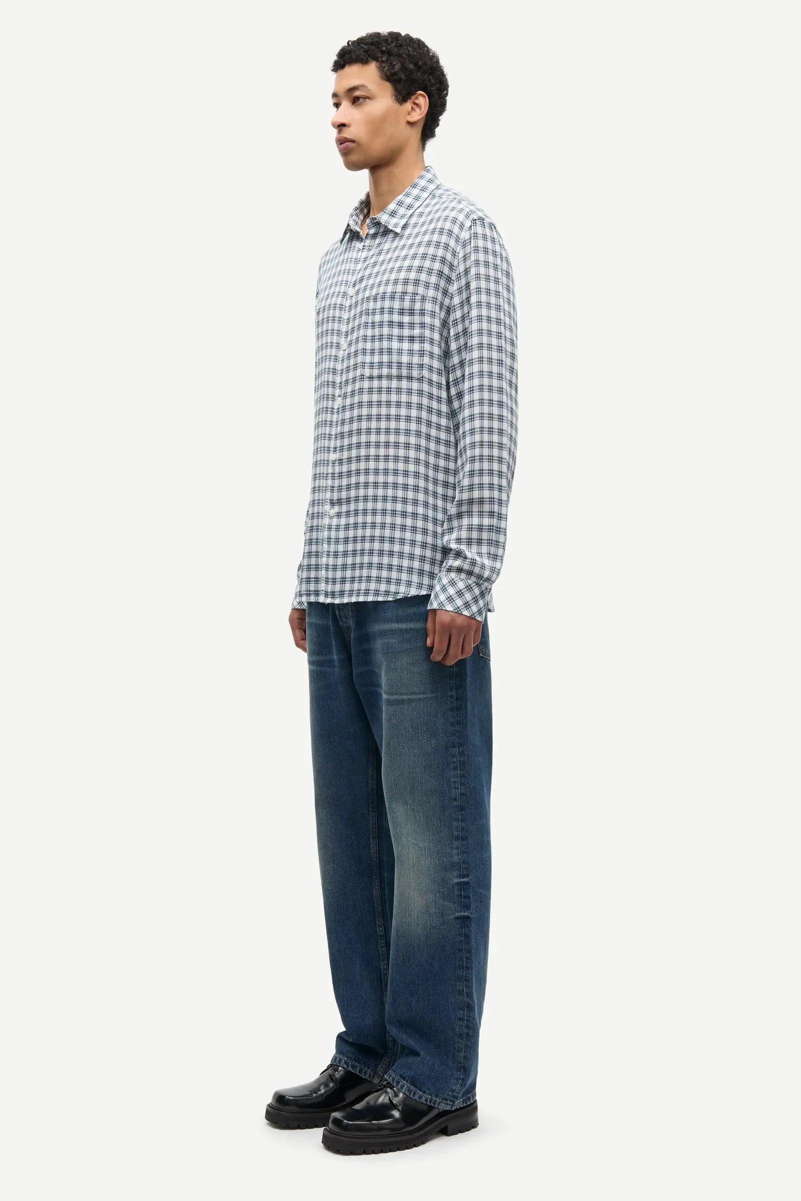 Samsøe Samsøe Saryan J Shirt Blue Check - Mojo Independent Store