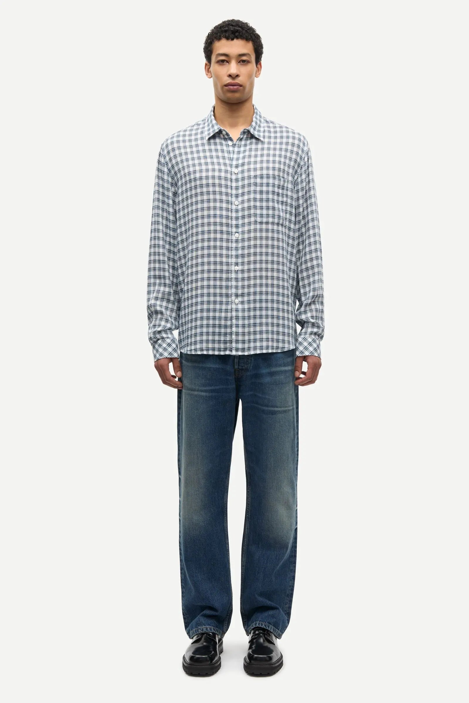Samsøe Samsøe Saryan J Shirt Blue Check - Mojo Independent Store