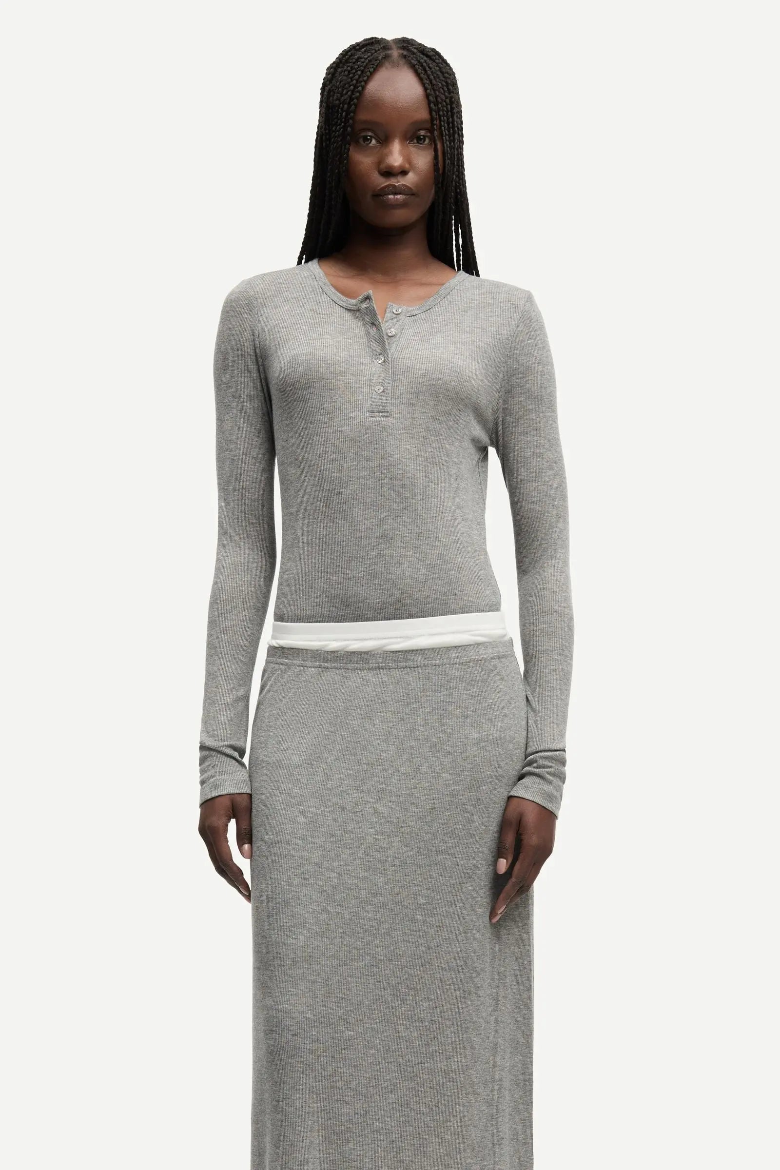 Samsøe Samsøe Sadou Skirt Mid Grey Mel. - Mojo Independent Store