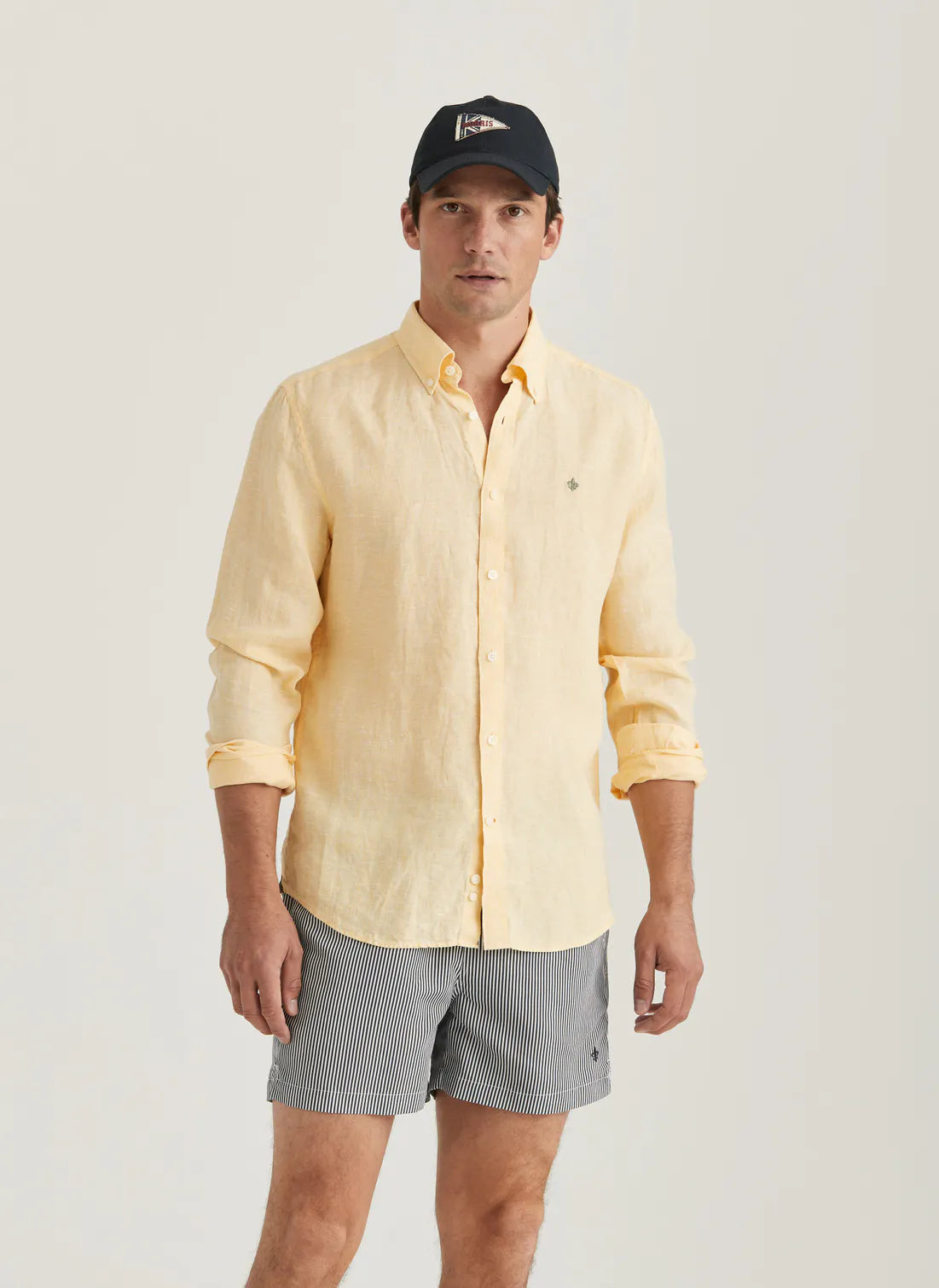 Morris Douglas Linen Shirt Yellow