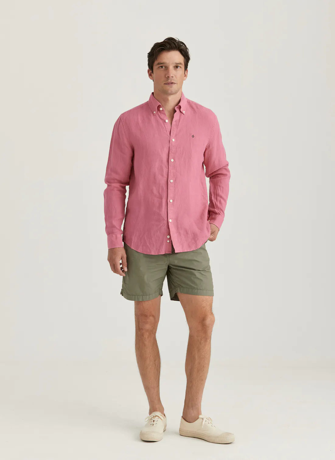 Morris Douglas Linen BD Shirt Cerise