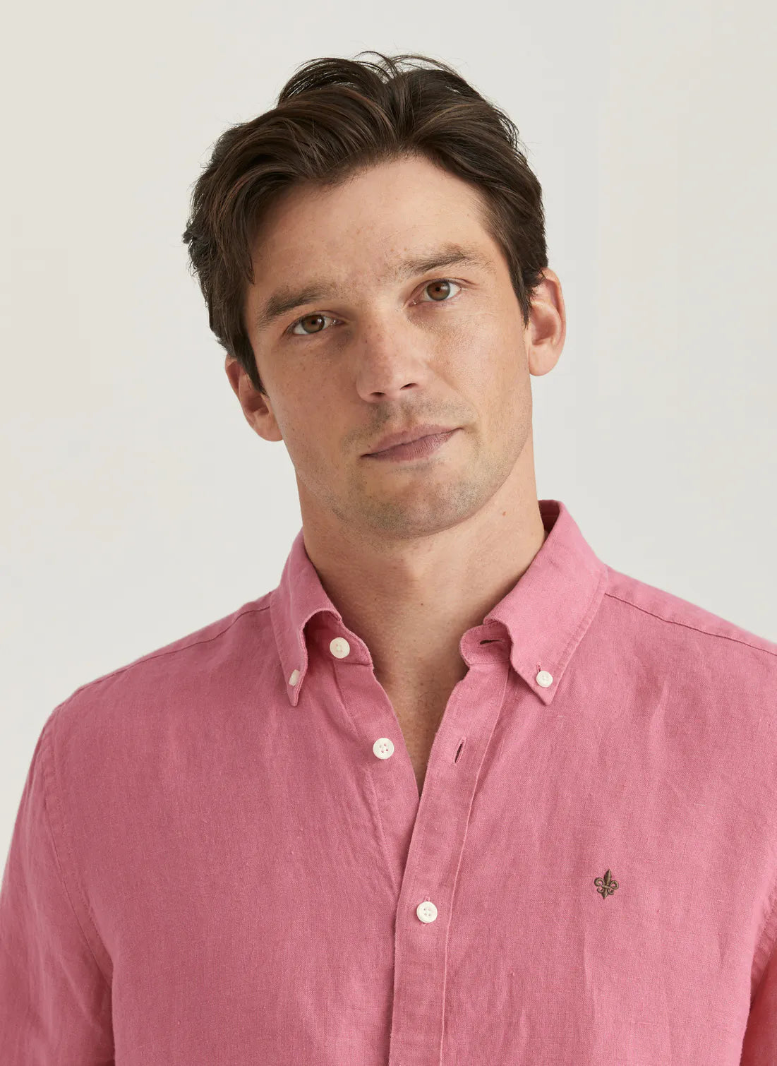 Morris Douglas Linen BD Shirt Cerise