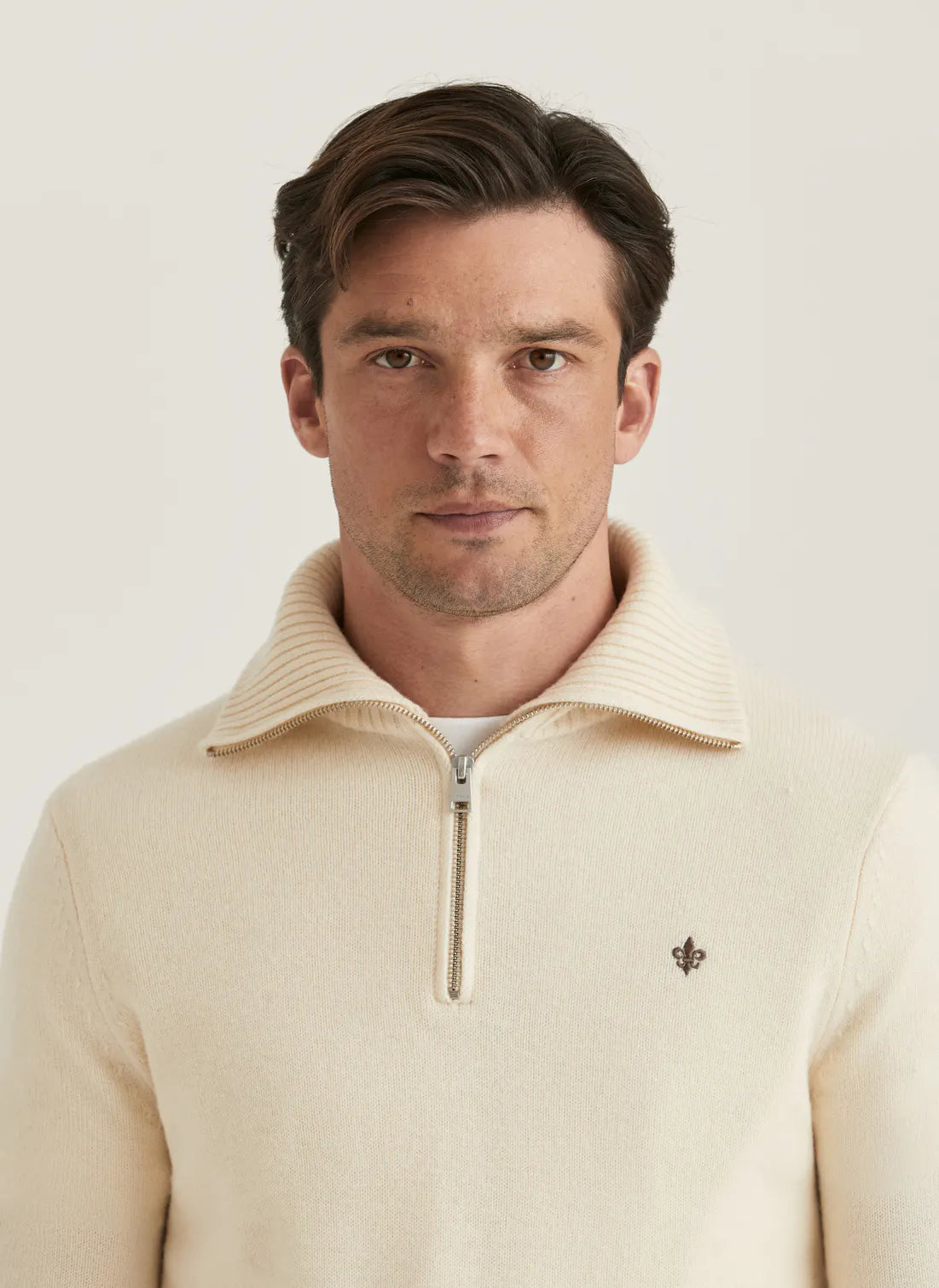 Morris Hertford Half Zip Off White