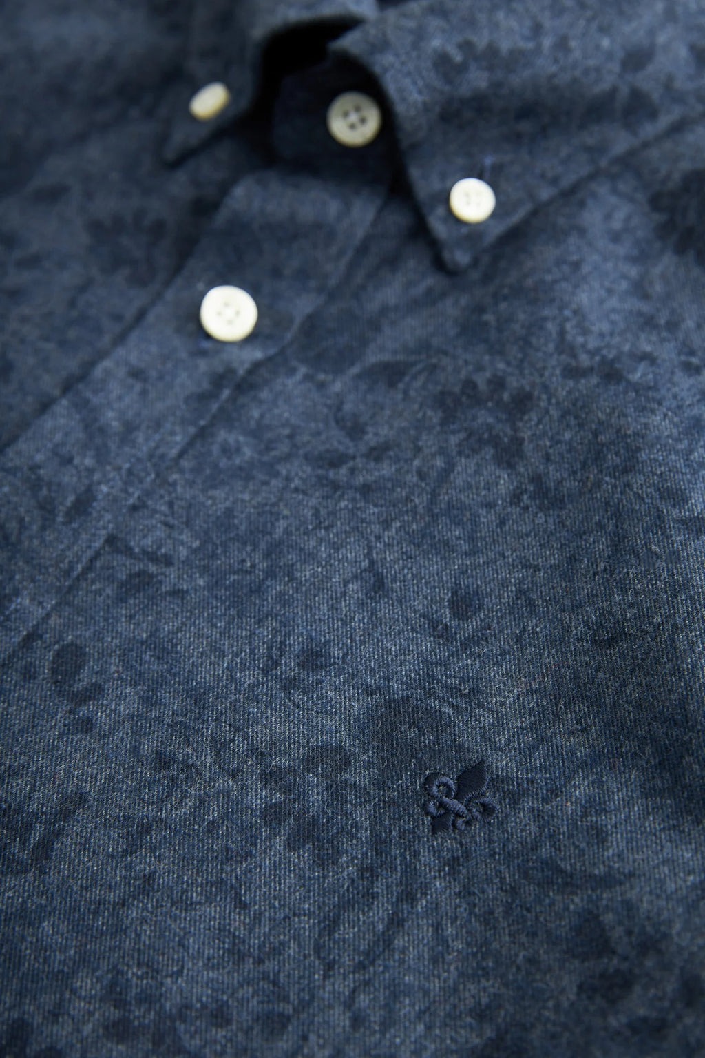 Morris Flannel Printed Shirt Navy