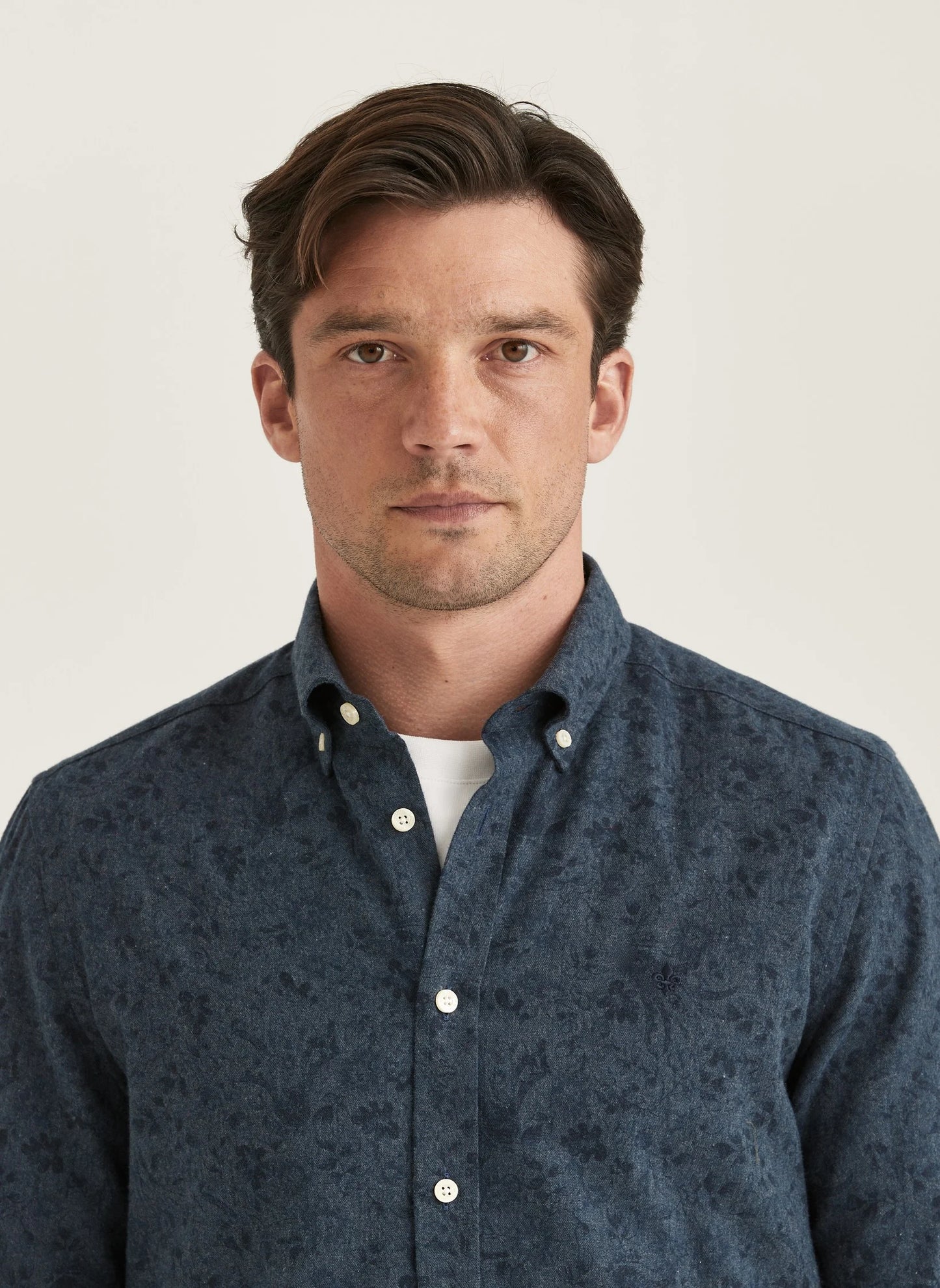 Morris Flannel Printed Shirt Navy