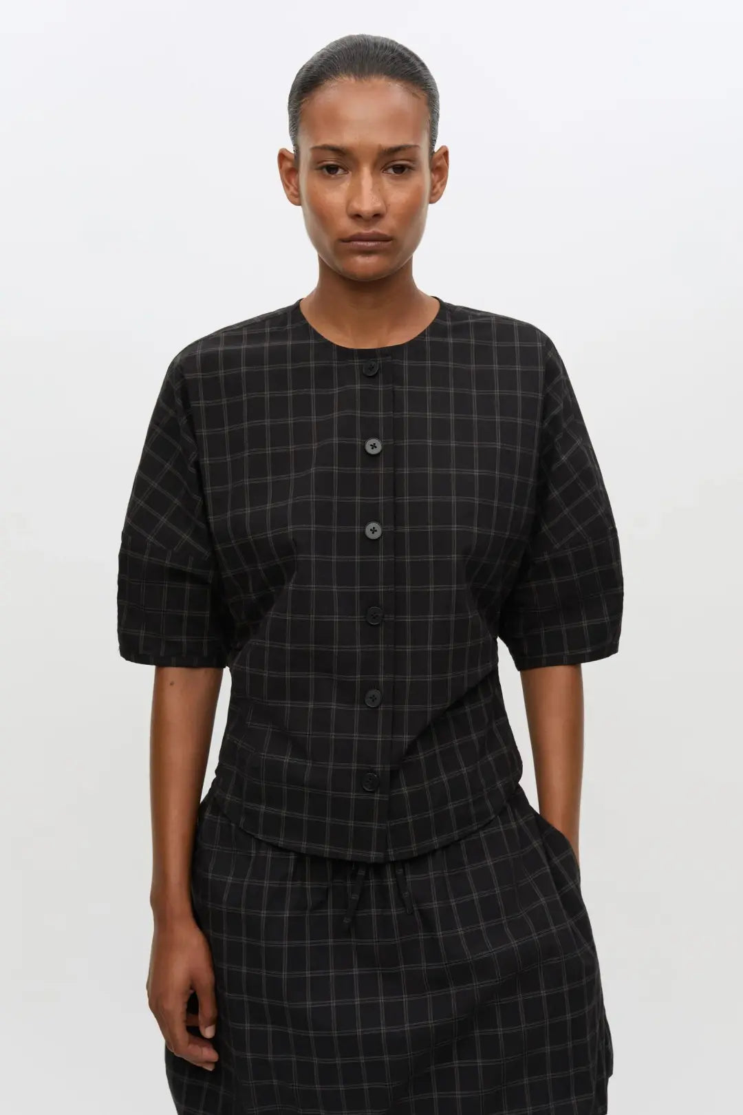 Samsøe Samsøe Satall SS Blouse Black Check - Mojo Independent Store
