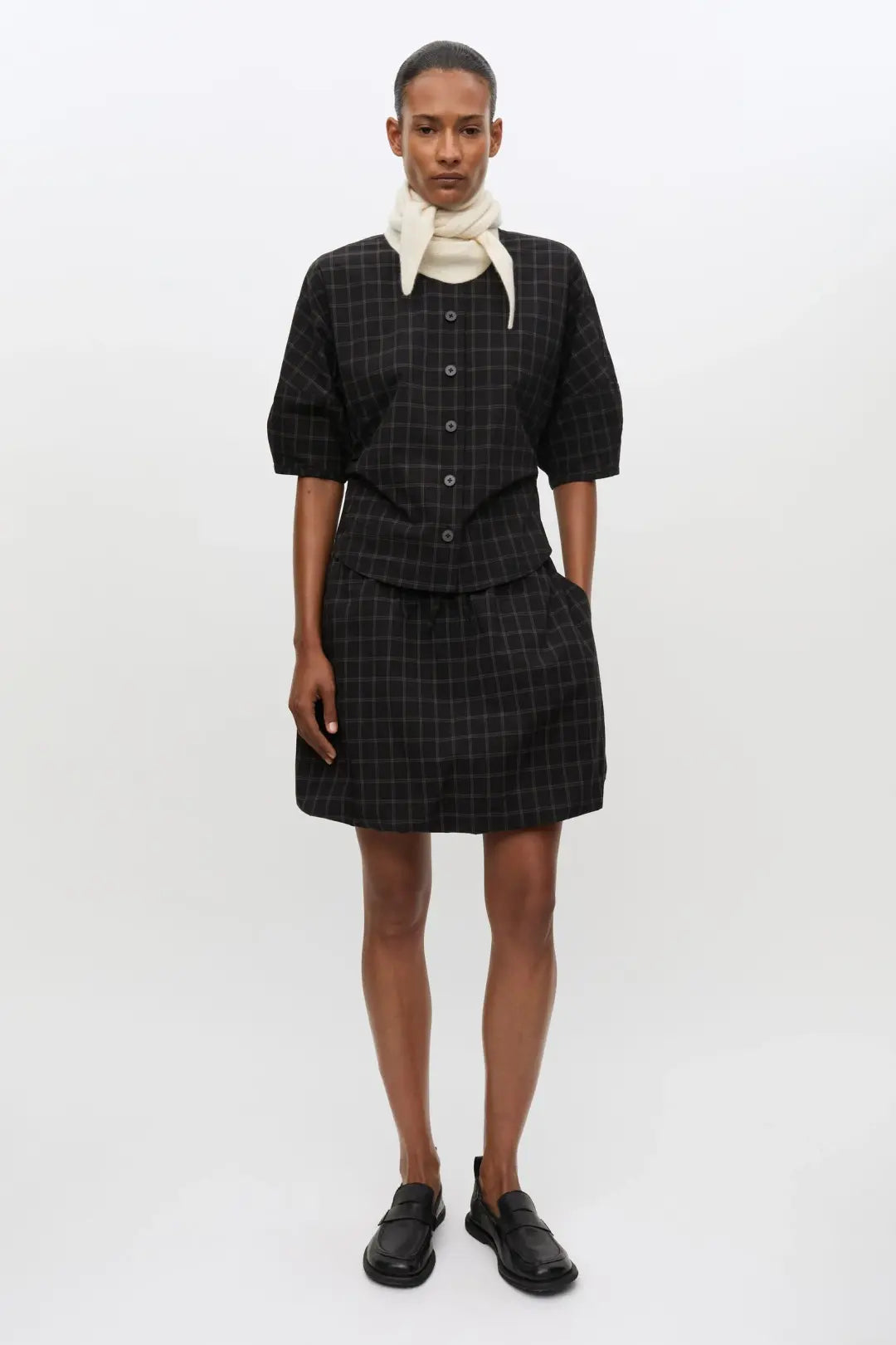 Samsøe Samsøe Satall SS Blouse Black Check - Mojo Independent Store