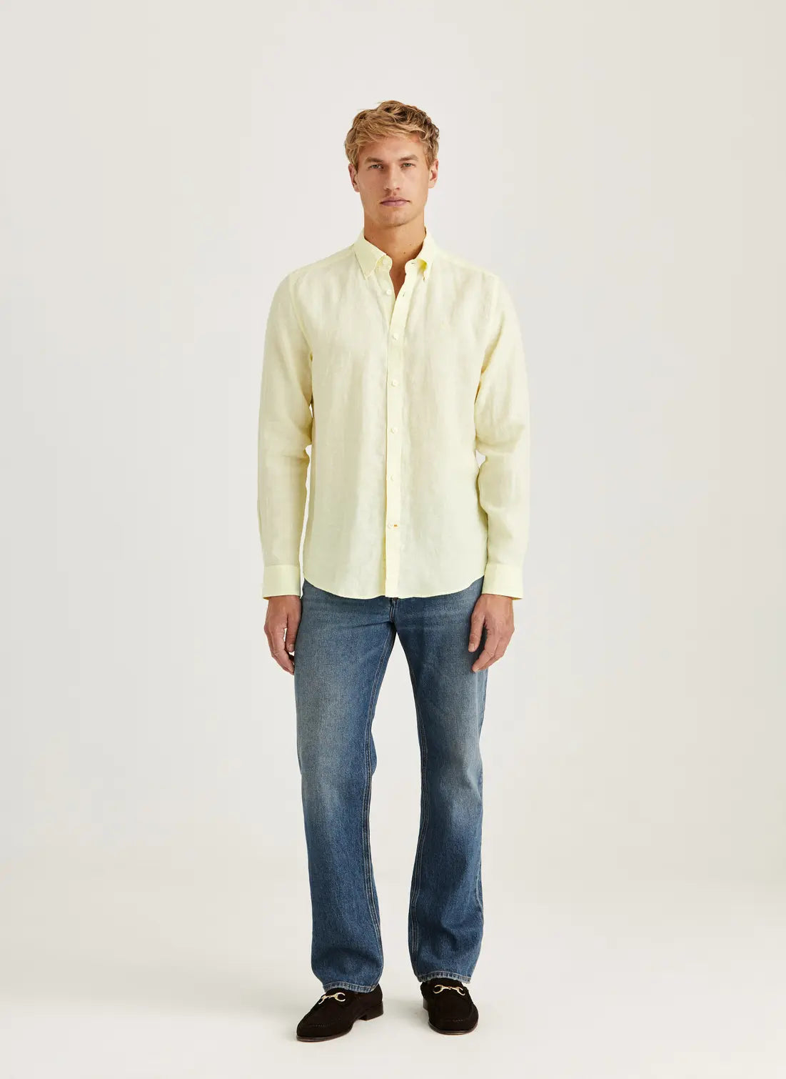 Morris Douglas Linen Shirt Yellow