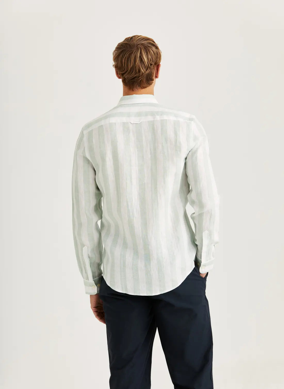 Morris Douglas Linen Wide Stripe Shirt Green 70 - Mojo Independent Store