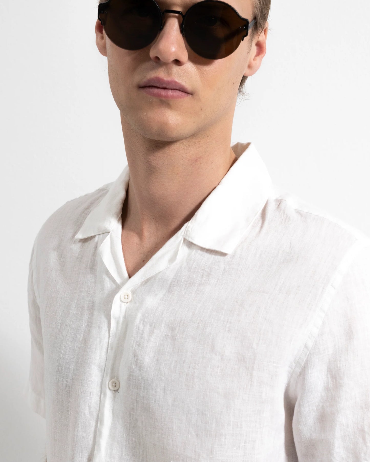 Ljung Washed Camp Washed Linen Shirt White