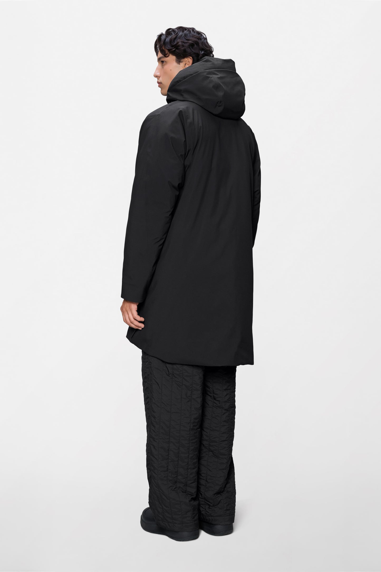 Rains Sarna Long Puffer Jacket Black