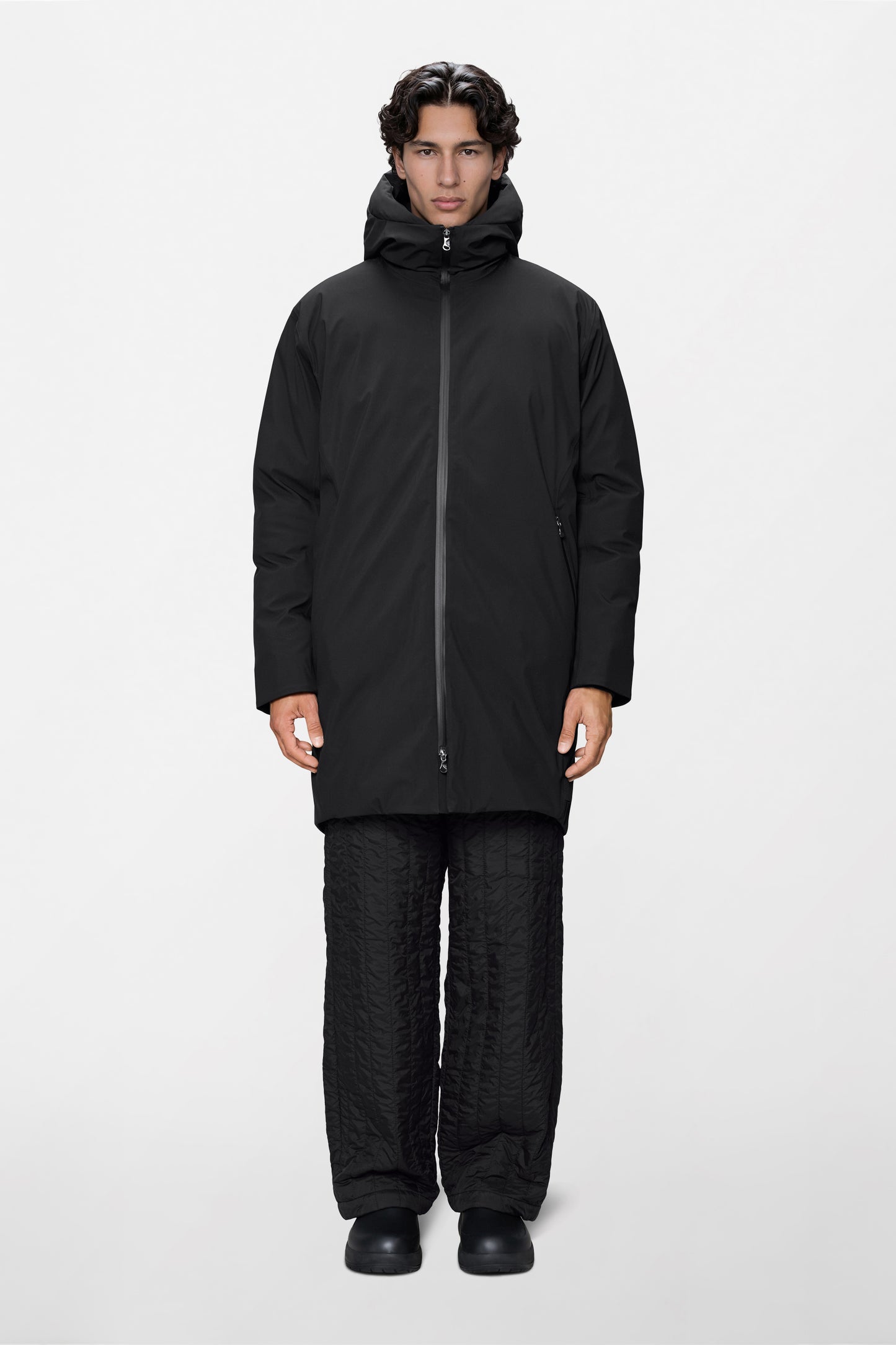 Rains Sarna Long Puffer Jacket Black