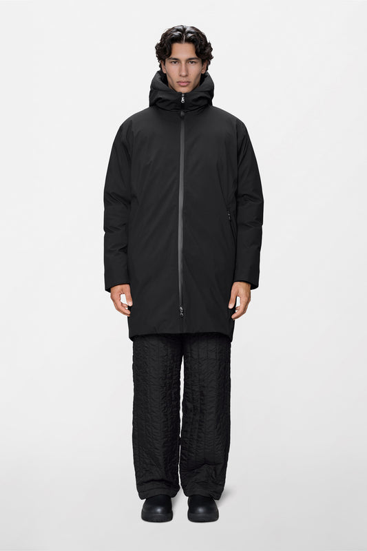Rains Sarna Long Puffer Jacket Black