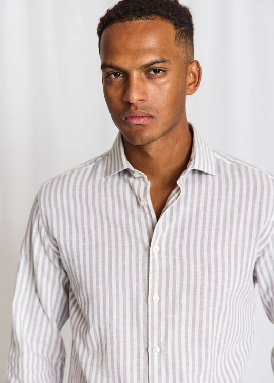 Bruun & Stengade Rubio Casual Modern Fit Shirt Grey/White - Mojo Independent Store