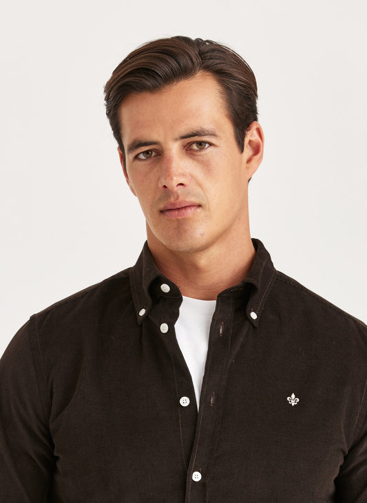 Morris Douglas Cord Shirt Slim Fit Brown