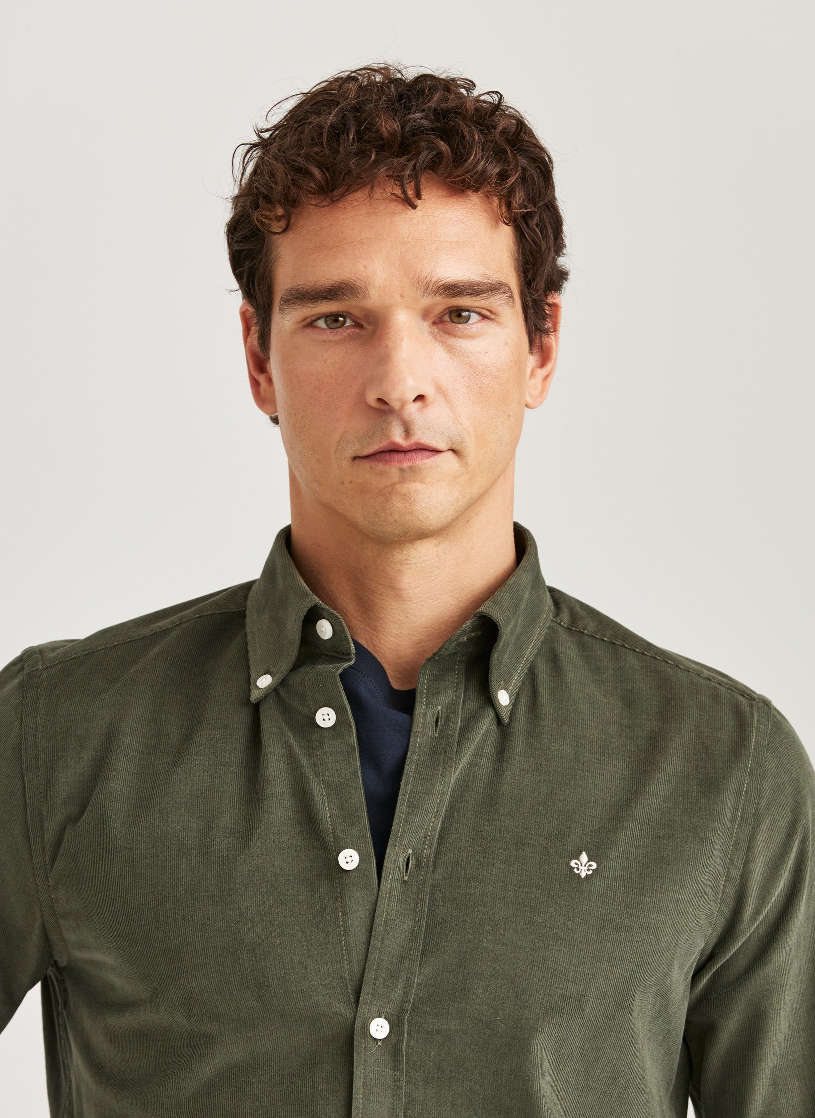 Morris Douglas Cord Shirt Slim Fit Olive - Mojo Independent Store