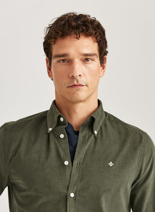 Morris Douglas Cord Shirt Slim Fit Olive - Mojo Independent Store