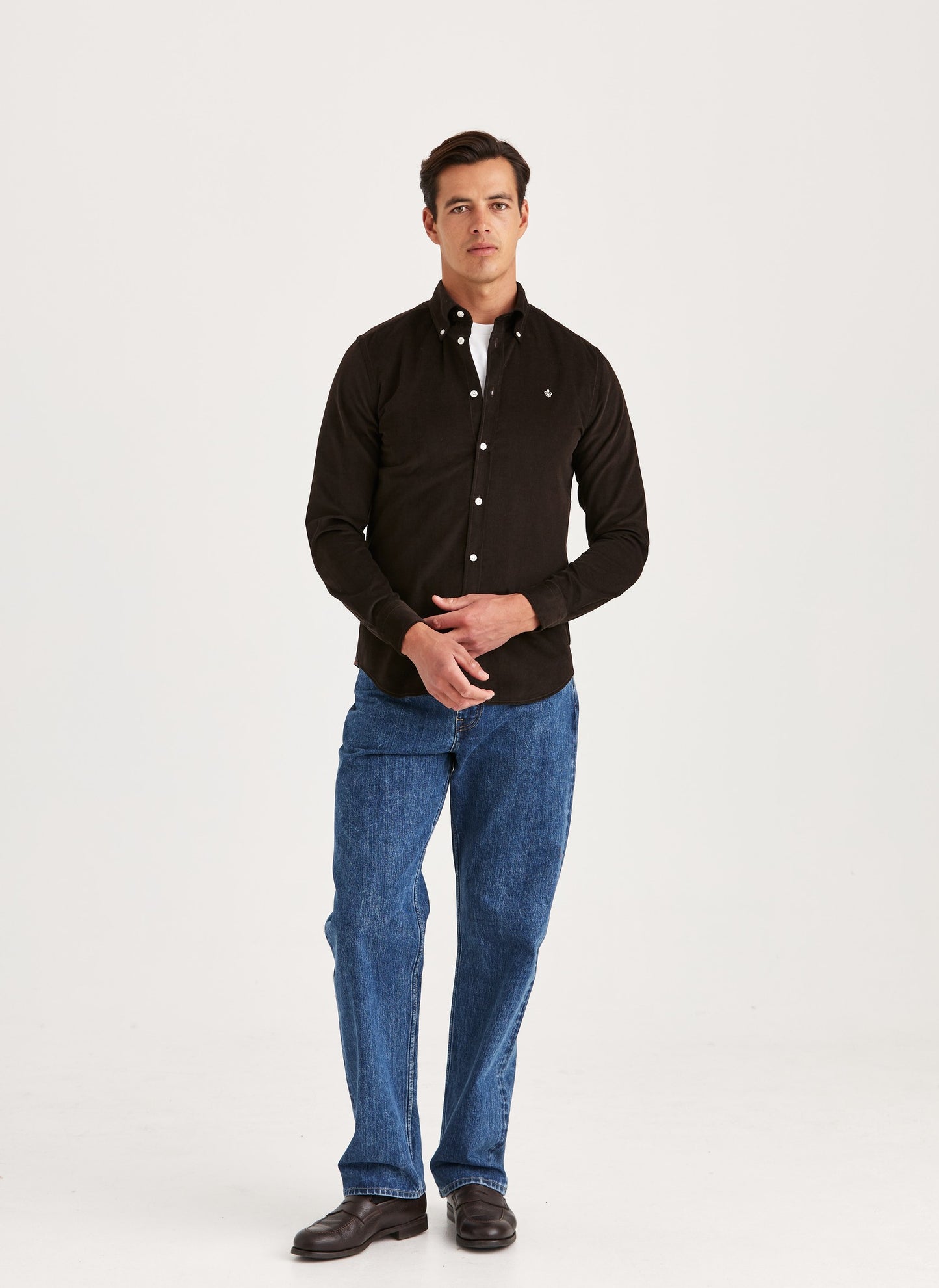 Morris Douglas Cord Shirt Slim Fit Brown