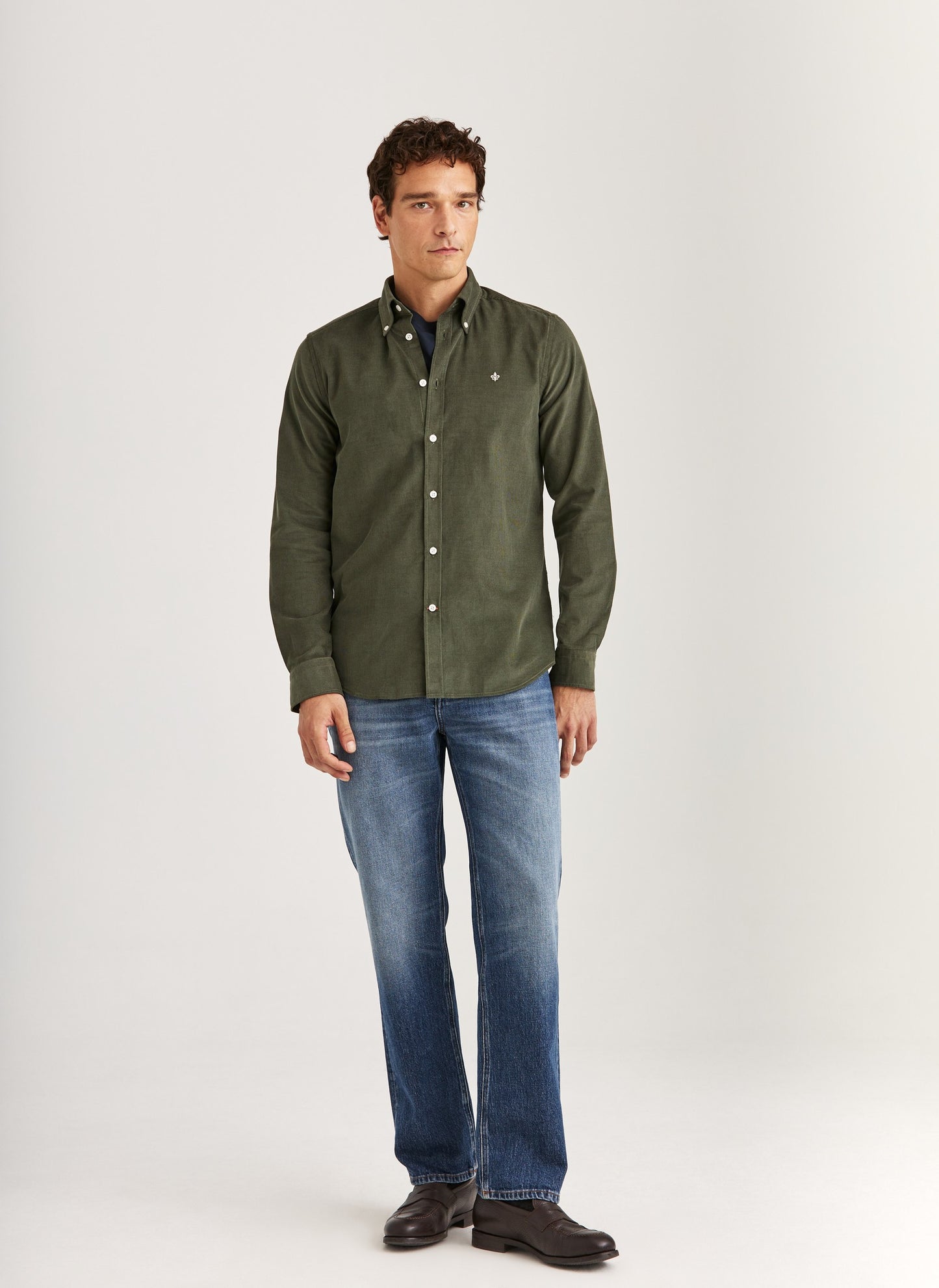 Morris Douglas Cord Shirt Slim Fit Olive - Mojo Independent Store