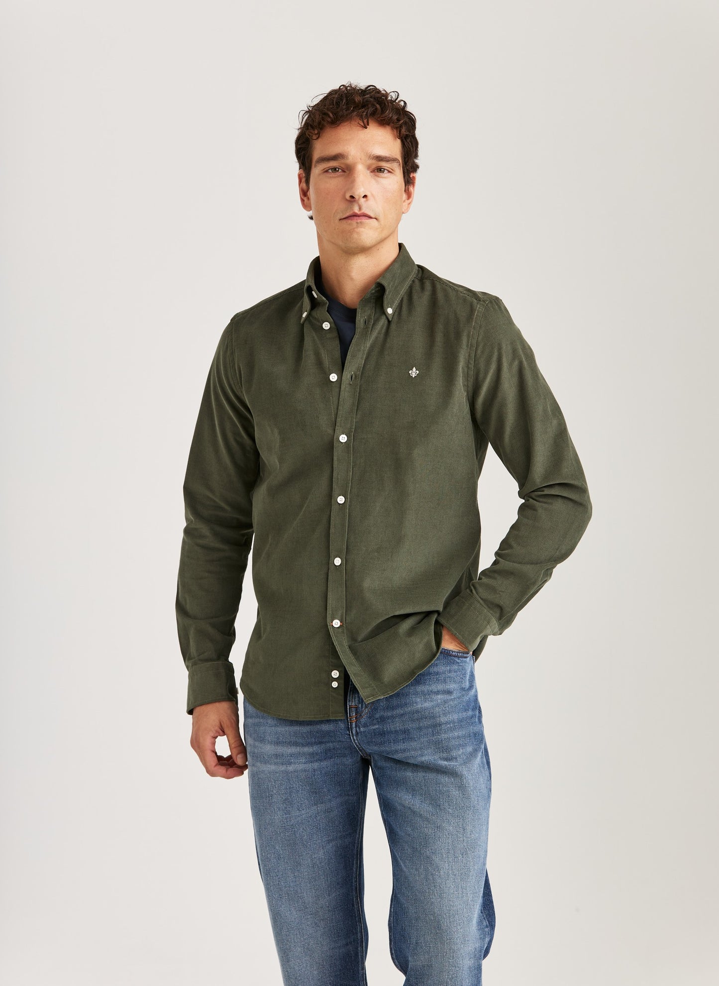 Morris Douglas Cord Shirt Slim Fit Olive - Mojo Independent Store