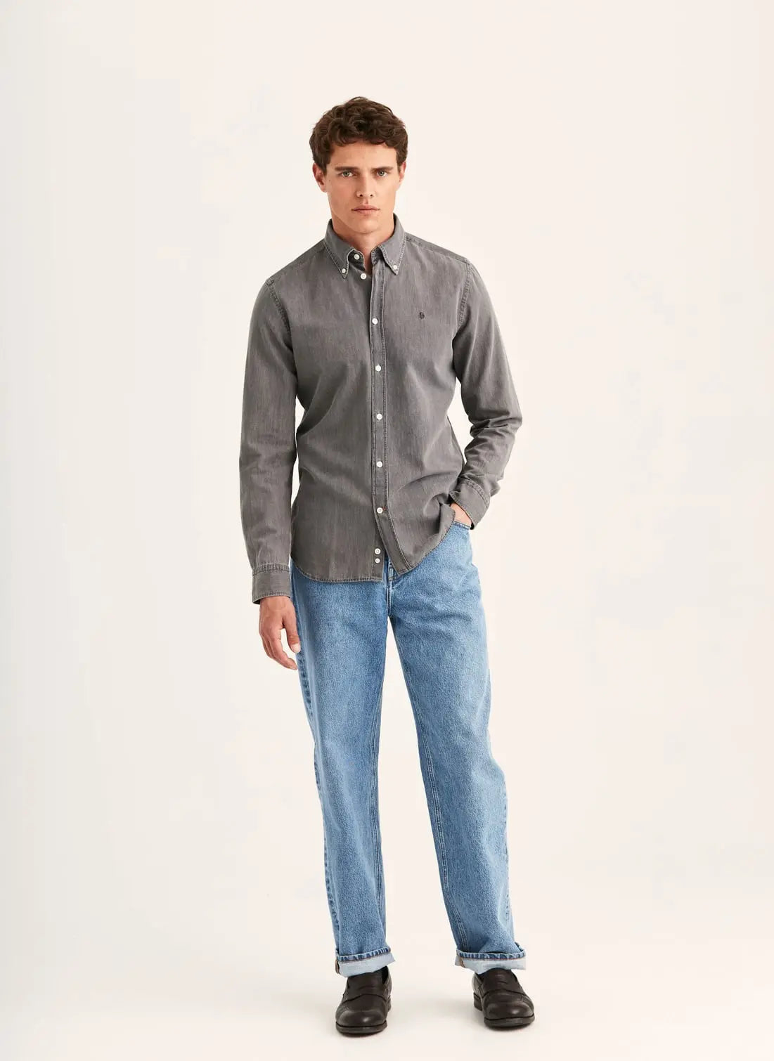 Morris Light Denim Shirt Grey