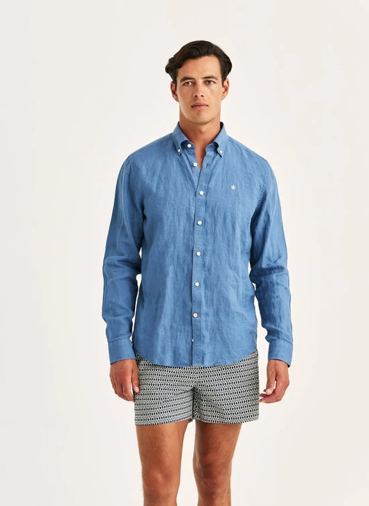 Morris Douglas Linen Shirt Blue 58 - Mojo Independent Store