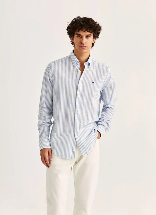Morris Douglas Linen Stripe Blue 55 - Mojo Independent Store