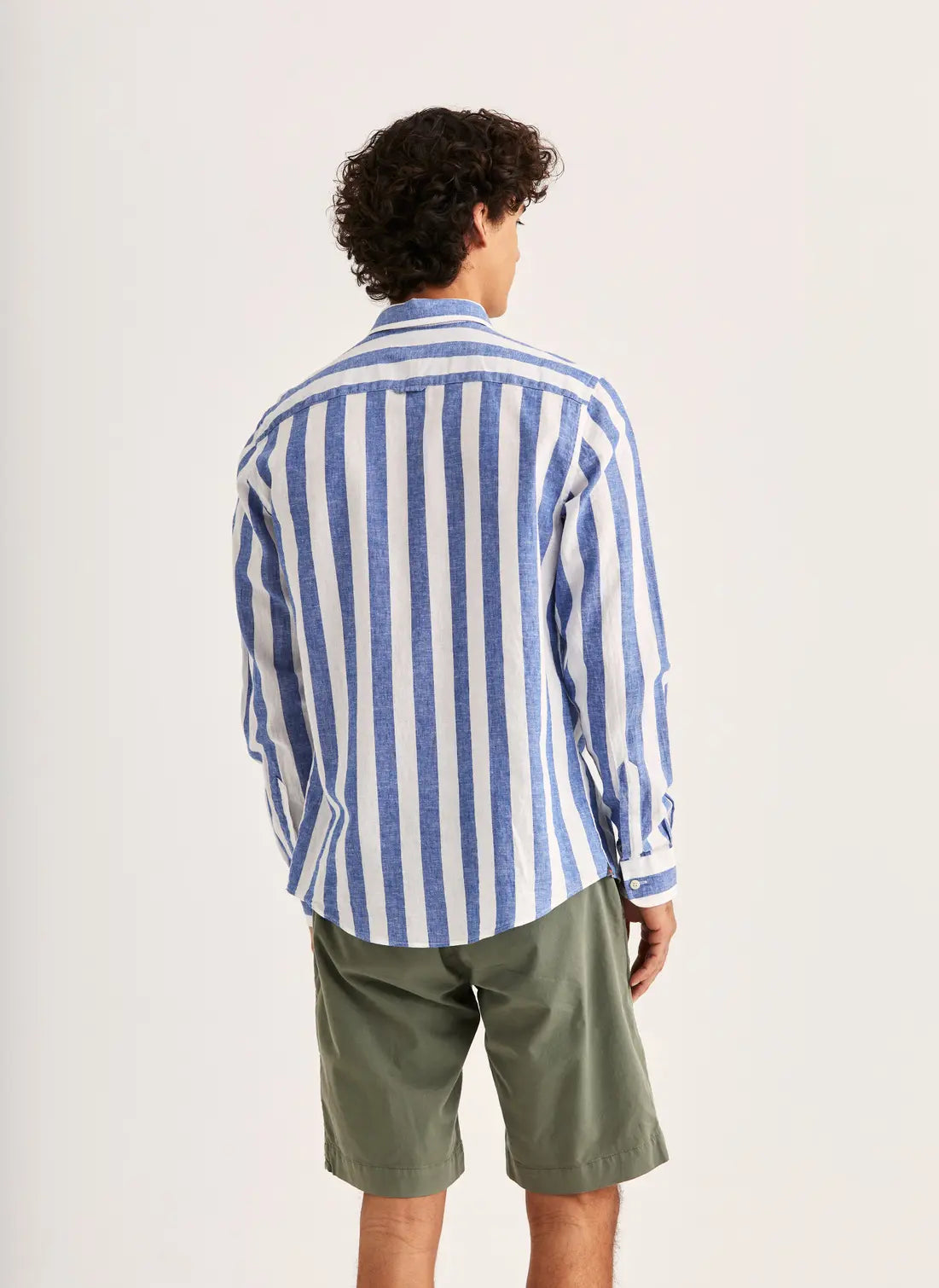 Morris Douglas Linen Mix Stripe Shirt Blue - Mojo Independent Store