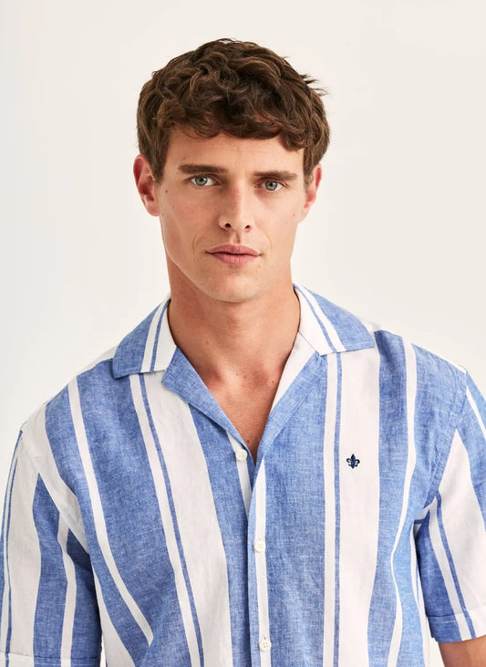 Morris Resort Linen SS Shirt Blue - Mojo Independent Store