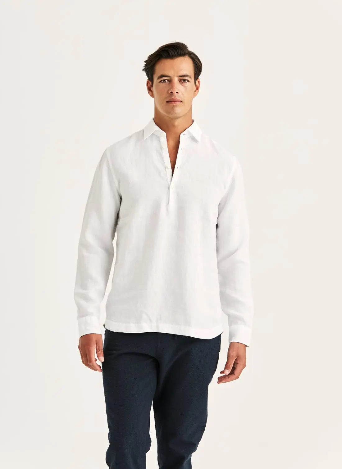 Morris Linen Popover Shirt Off White - Mojo Independent Store