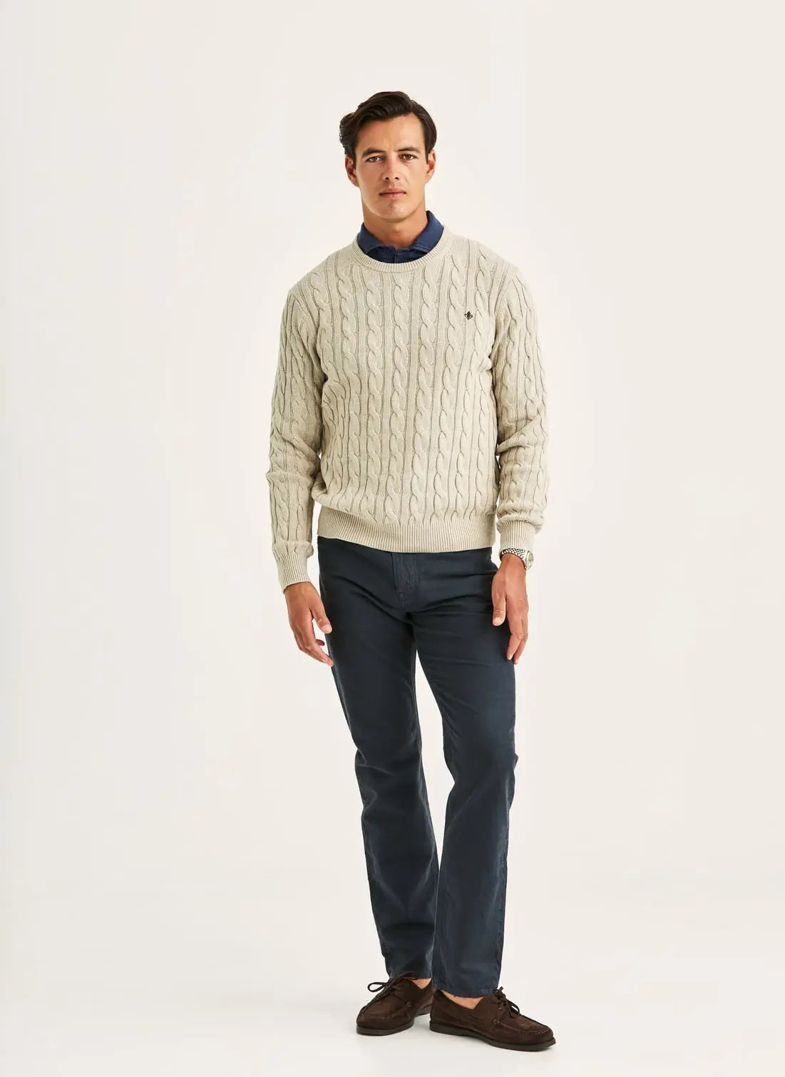 Morris Ethan Cable Oneck Khaki - Mojo Independent Store