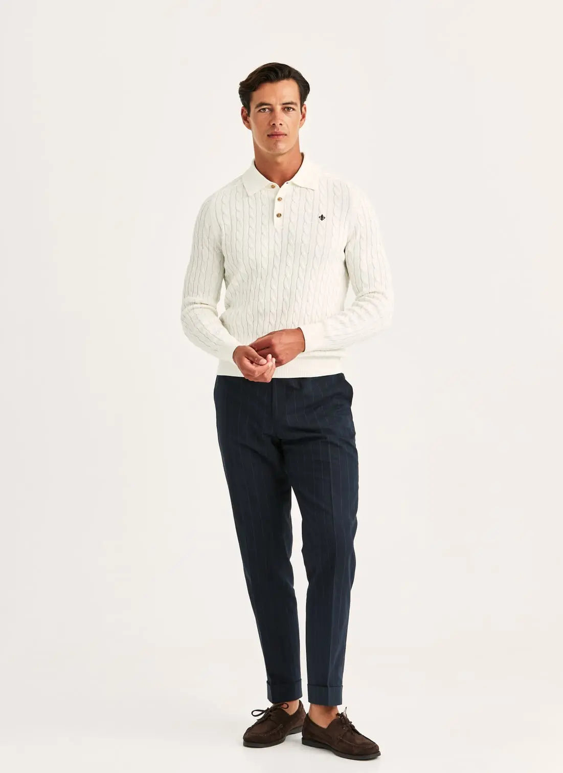 Morris Lancaster Cable Polo Off White - Mojo Independent Store