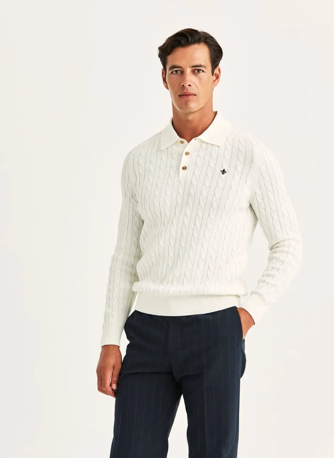 Morris Lancaster Cable Polo Off White - Mojo Independent Store