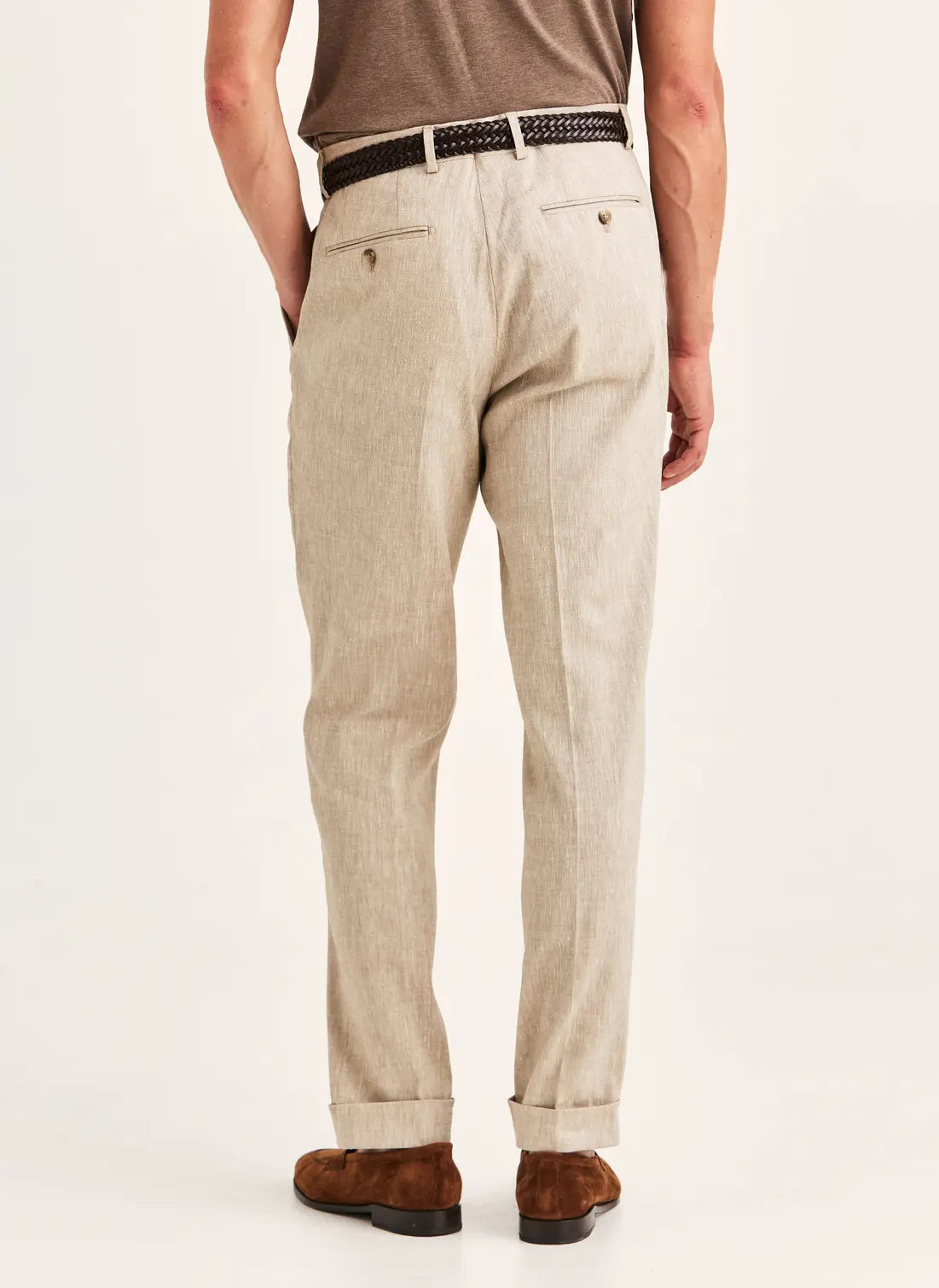 Morris Jack Linen Suit Trouser Khaki - Mojo Independent Store