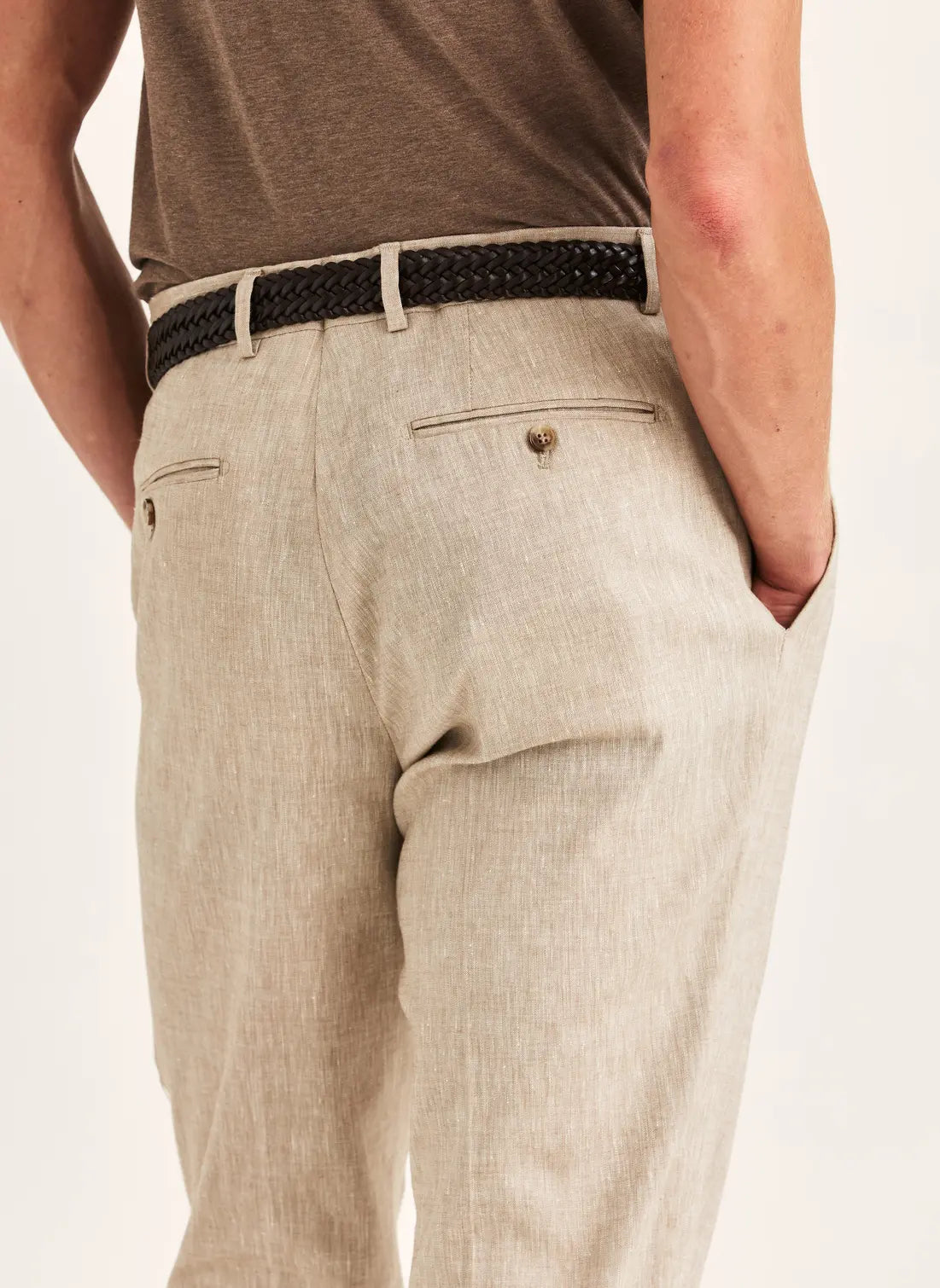 Morris Jack Linen Suit Trouser Khaki - Mojo Independent Store