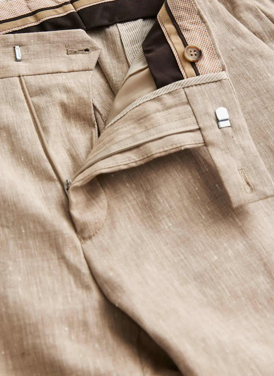 Morris Jack Linen Suit Trouser Khaki - Mojo Independent Store