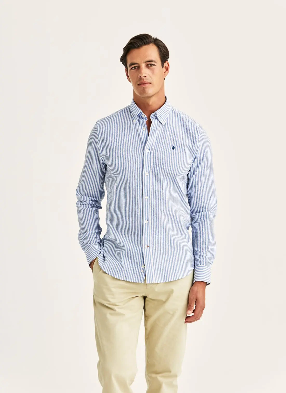 Morris Seersucker Shirt Light Blue - Mojo Independent Store