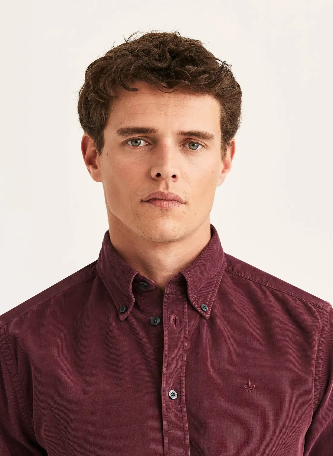 Morris Douglas Cord Shirt Wine Red