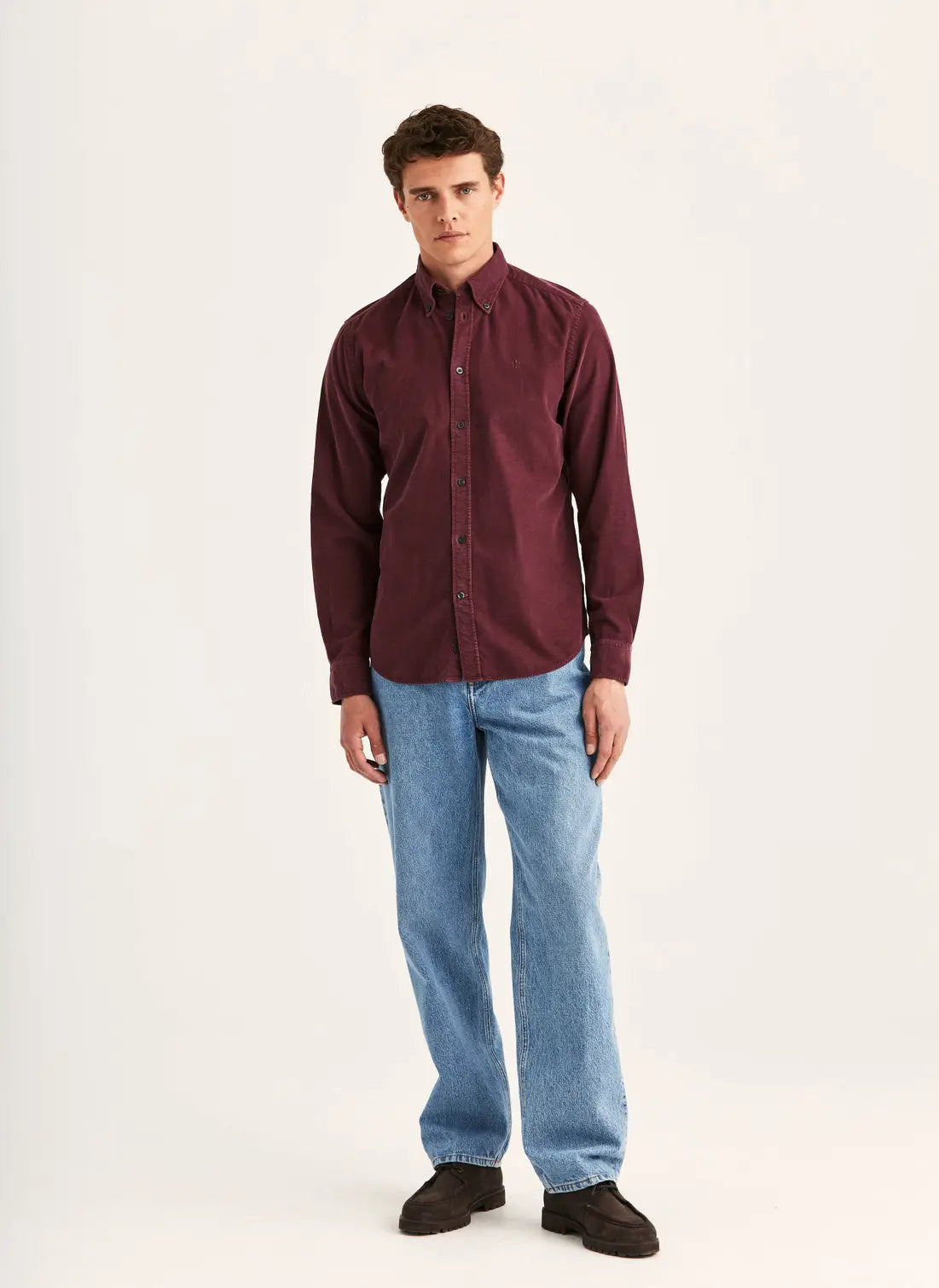 Morris Douglas Cord Shirt Wine Red