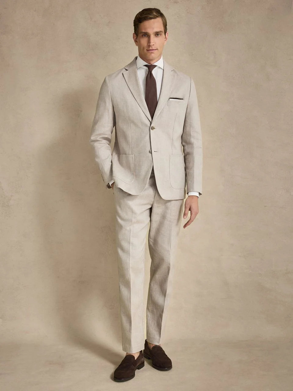 John Henric Linen Single Breasted Blazer Beige
