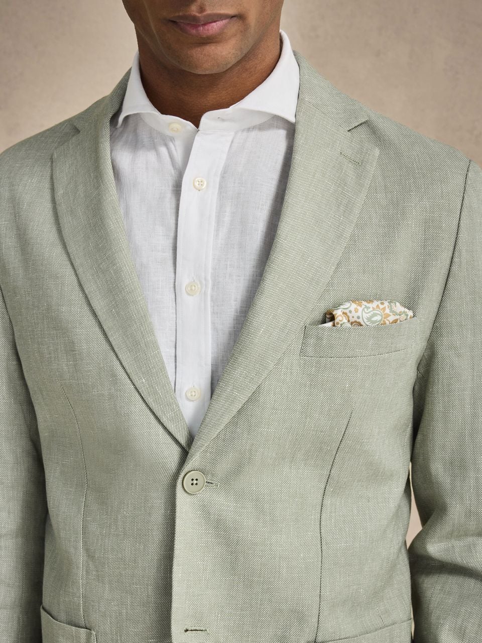 John Henric Linen Blend Single Breasted Blazer Green