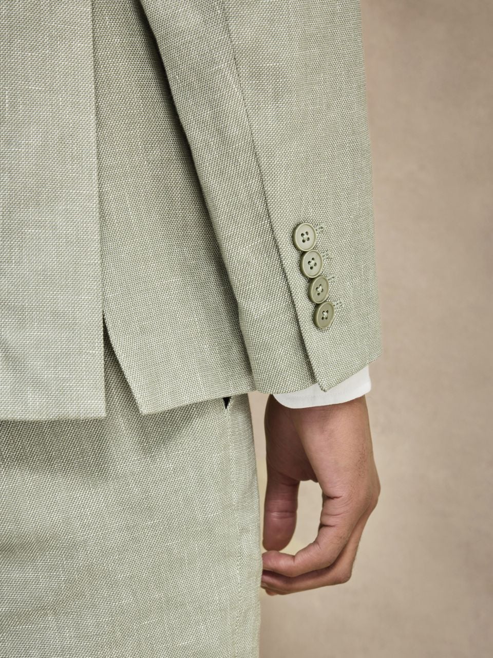John Henric Linen Blend Single Breasted Blazer Green