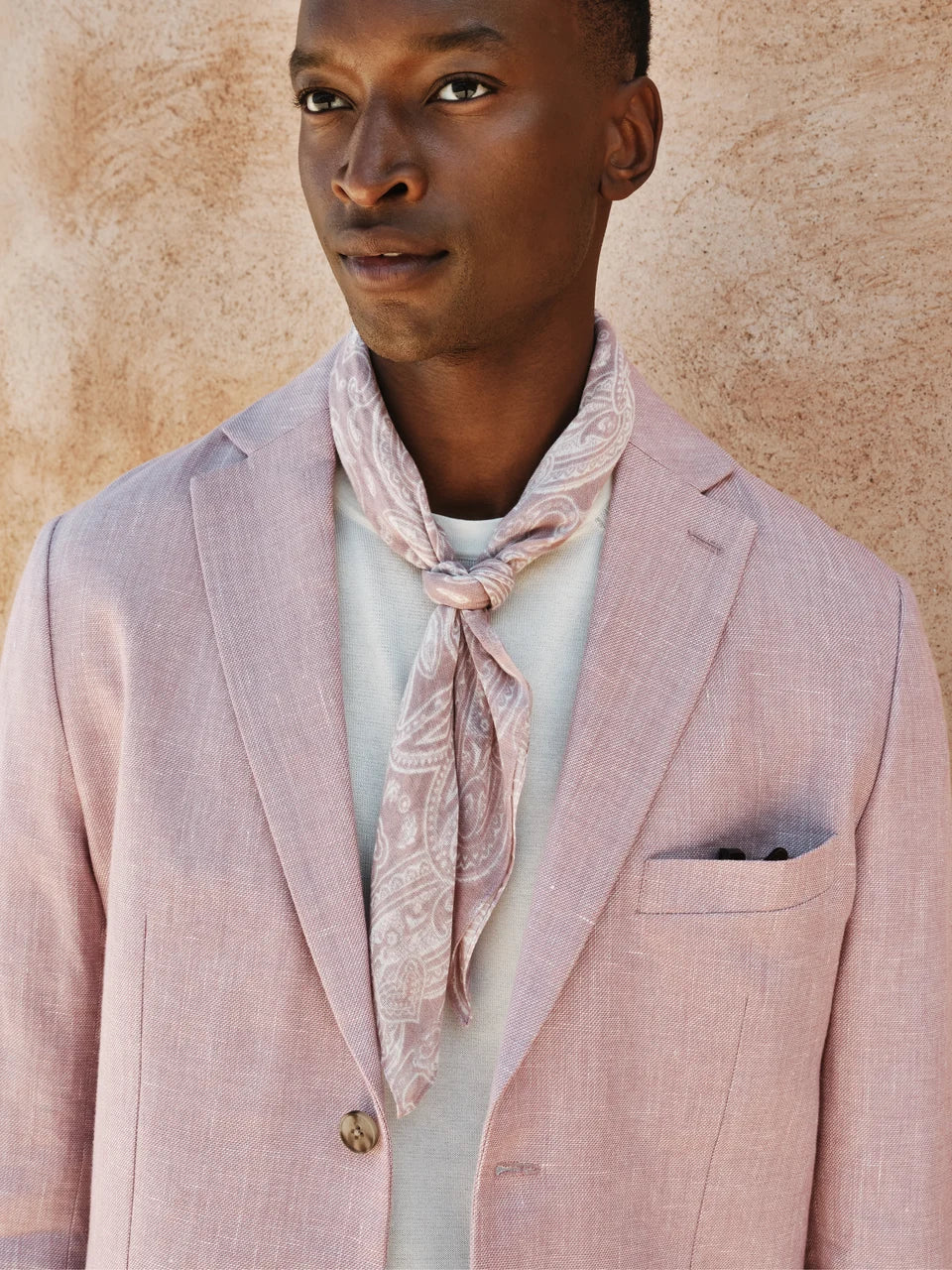 John Henric Linen Blend Single Breasted Blazer Pink