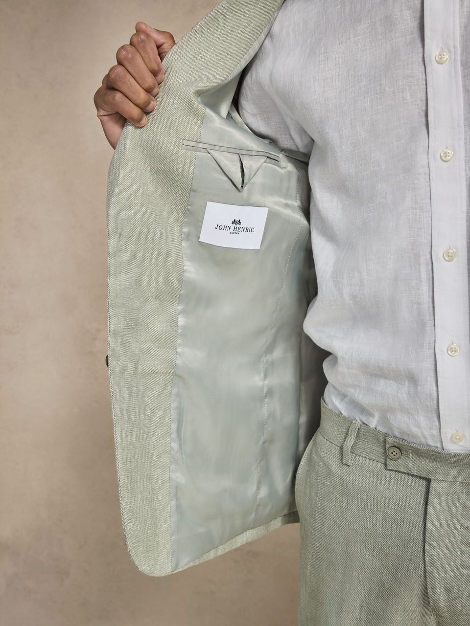 John Henric Linen Blend Single Breasted Blazer Green