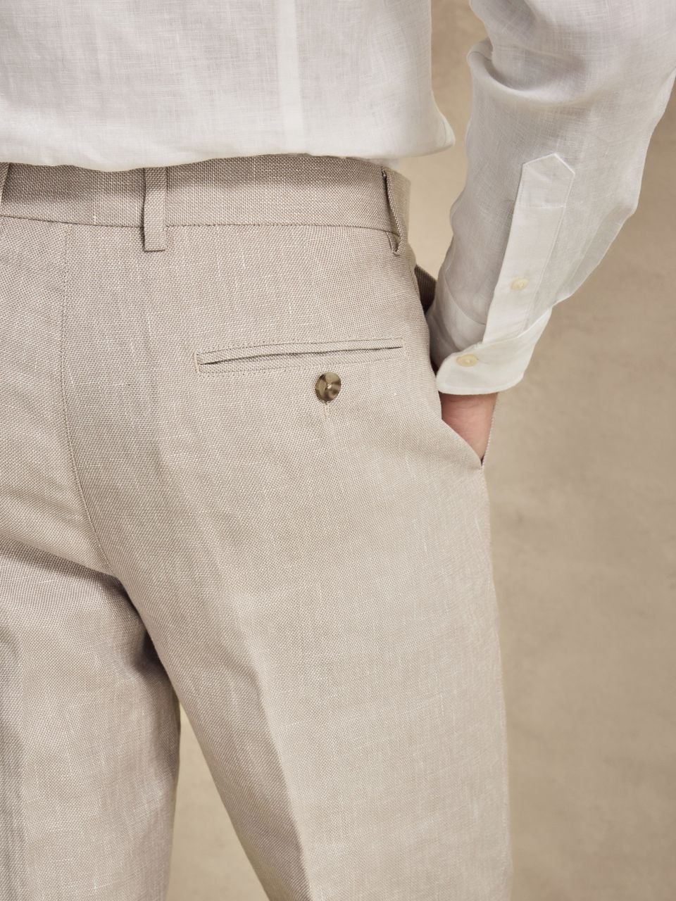 John Henric Linen Blend Suit Pants Beige
