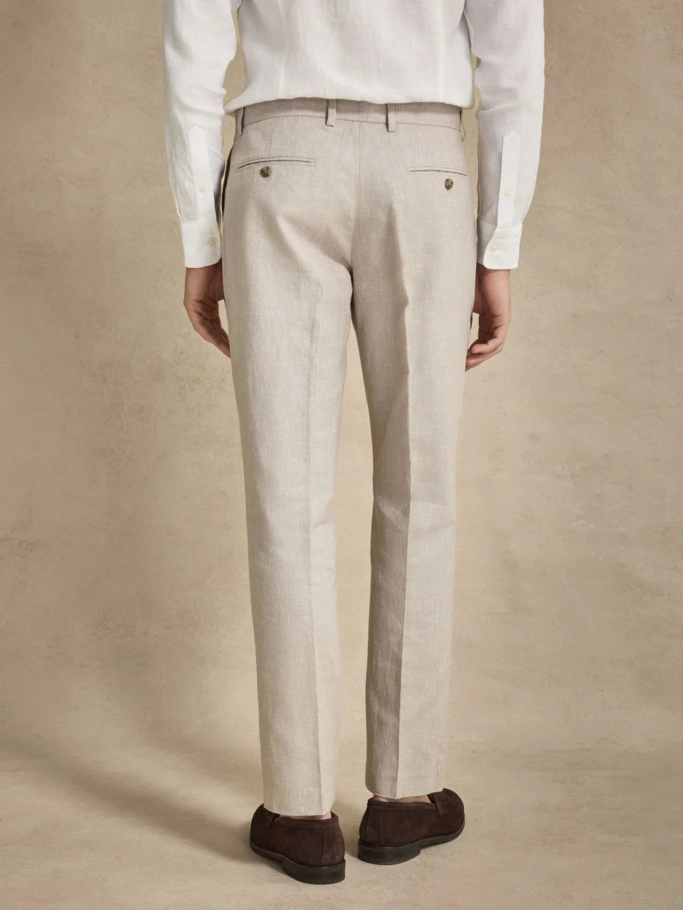 John Henric Linen Blend Suit Pants Beige