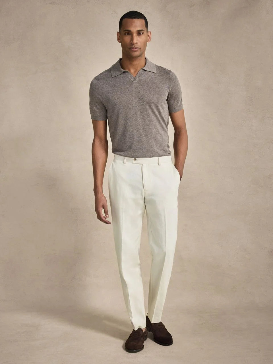 John Henric Linen Blend Suit Pants Sand